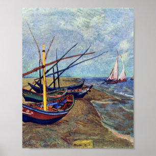 Affiche Bateaux de pêche sur la plage par Vincent van Gogh