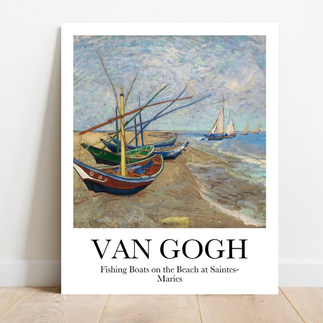 Affiche Bateaux de pêche sur la plage par Vincent van Gogh (Van Gogh's Sun-Kissed Seascape: "Fishing Boats." Vivid colors, museum-quality)