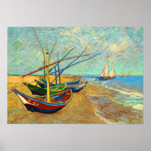 Affiche Bateaux de pêche sur la plage par Vincent van Gogh