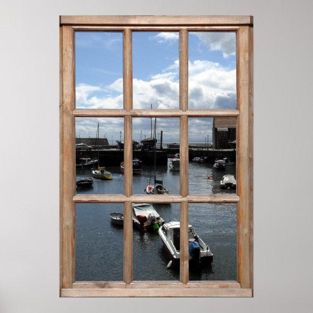 Affiche Bateaux de pêche vue depuis une fenêtre (Devant)