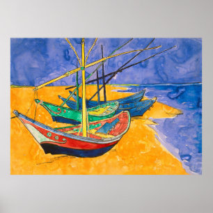Affiche Bateaux de Van Gogh Impressionnisme Plage