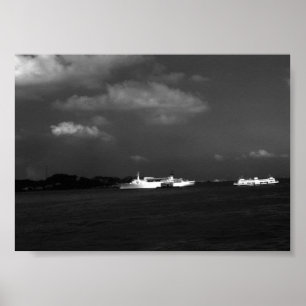 Affiche Bateaux de voyageurs de la baie de Hong Kong en Ch