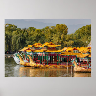 Affiche Bateaux-dragons touristiques Lac Kunming