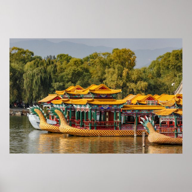Affiche Bateaux-dragons touristiques | Lac Kunming (Devant)