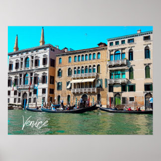 Affiche Bateaux du canal Gondola de Venise Grand Canal