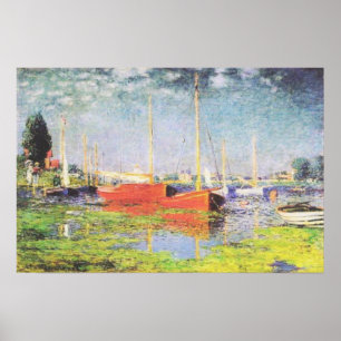 Affiche Bateaux rouges à Argenteuil par Claude Monet