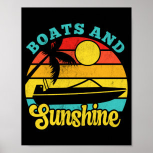 Affiche Bateaux soleil rétro vintage yacht coucher de sole