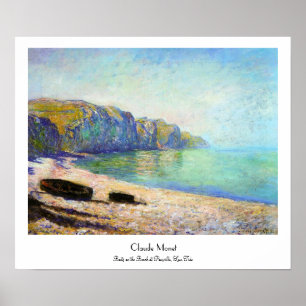 Affiche Bateaux sur la plage de Pourville, Low Tide Monet