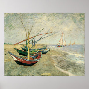 Affiche Bateaux sur la plage de Saintes-Maries - Van Gogh