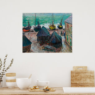Affiche Bateaux sur la Plage d'Étretat Claude Monet