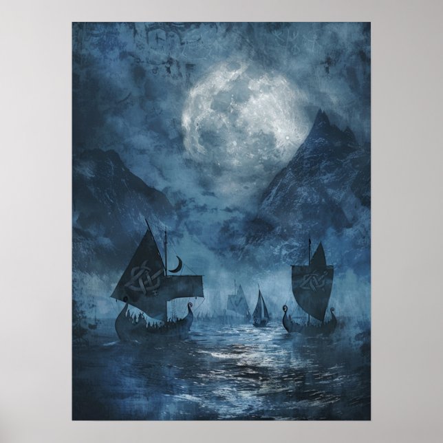 Affiche Bateaux viking de noix Samhain Halloween nordique (Devant)