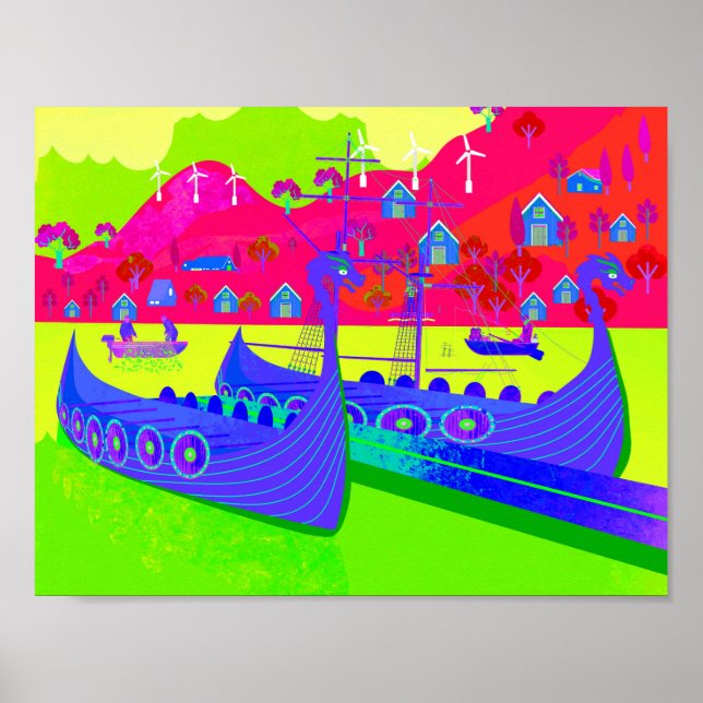 Affiche Bateaux viking Norvège (Devant)