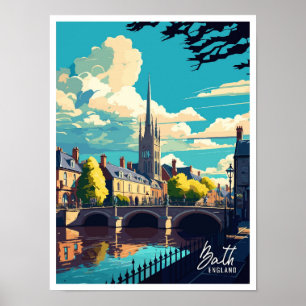 Affiche Bath England Vintage célèbre Travel Place