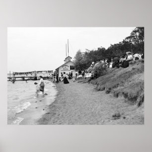 Affiche Bath House, île Bois Blanc, MI 1903