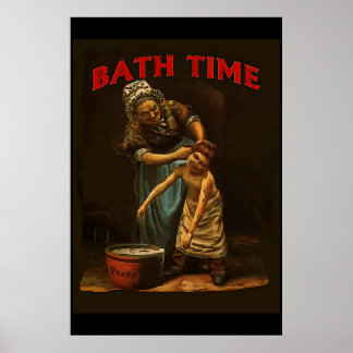 Affiche Bath Time, Garçon Vintage à Wash Tub.