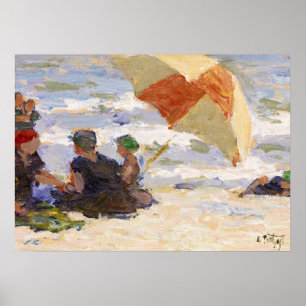 Affiche Bathers with Striped Umbrella, 1920 by Potthast