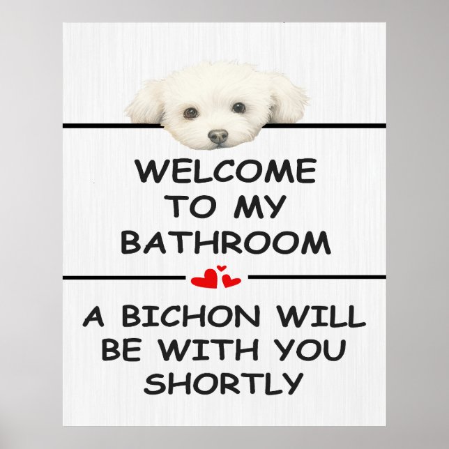 Affiche Bathroom Bichon Frise (Devant)