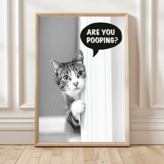 Affiche Bathroom Cat Poster, Are you Pooping Poster, Funny