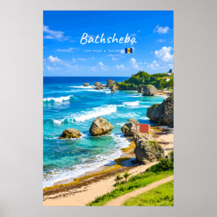 Affiche Bathsheba, Barbade - Côte de plage tropicale