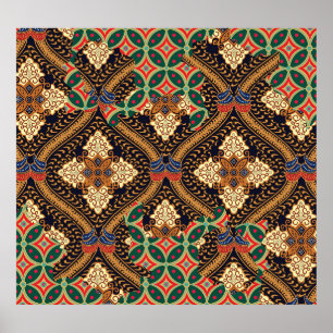 Affiche Batik indonésien basé sur le plante : des Motifs d