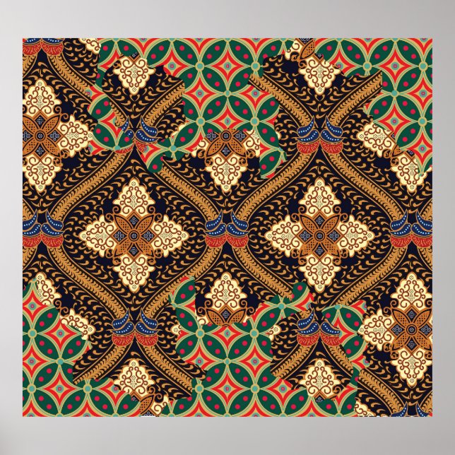 Affiche Batik indonésien basé sur le plante : des Motifs d (Devant)