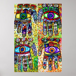 Affiche Batik Judaica Hamsas