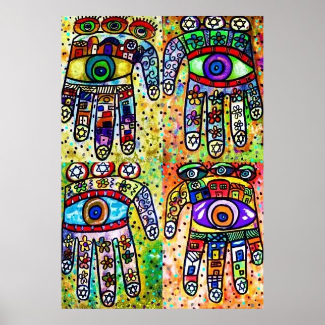 Affiche Batik Judaica Hamsas (Devant)