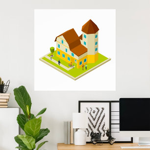 Affiche Bâtiment d'appartements isométrique