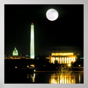 Affiche Bâtiment de capitol, le Lincoln Memorial,