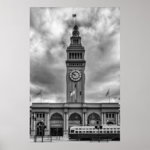 Affiche Bâtiment de ferry noir et blanc San Francisco