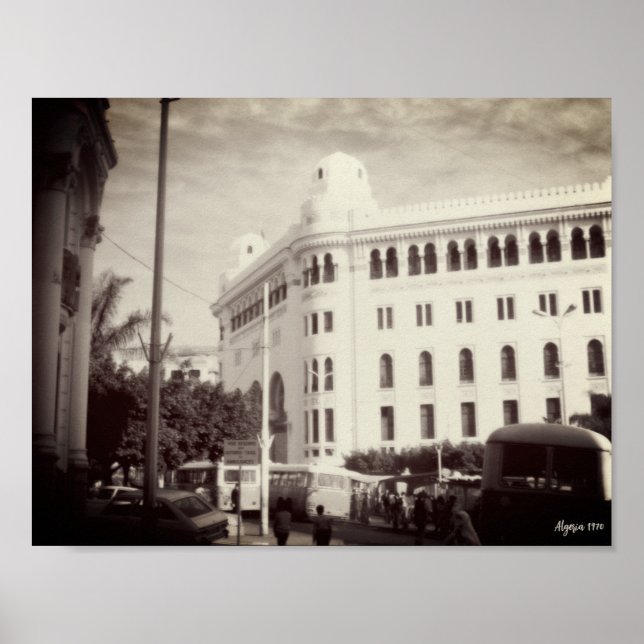 Affiche Bâtiment de la poste d'Alger Algérie vintage (Devant)