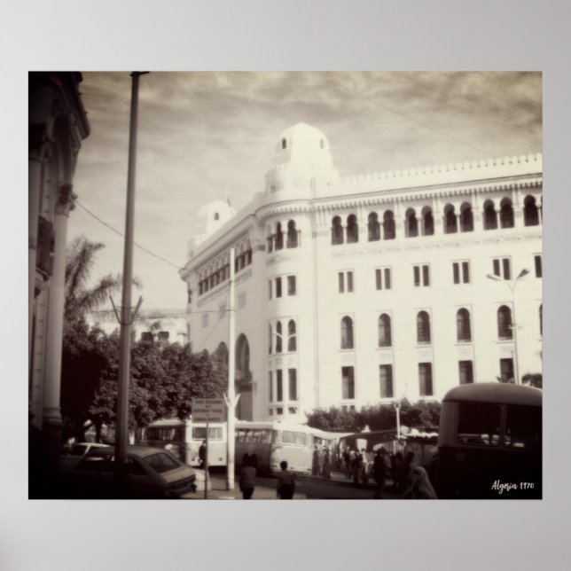 Affiche Bâtiment de la poste d'Alger Algérie vintage (Devant)