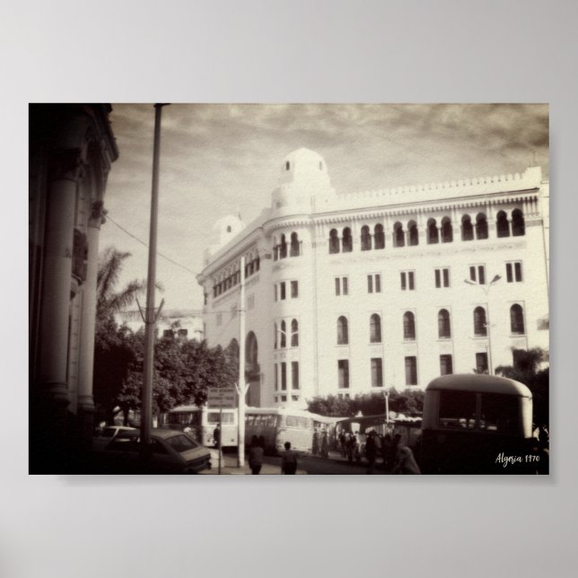 Affiche Bâtiment de la poste d'Alger vintage Algérie (Devant)
