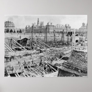 Affiche Bâtiment de l'Hôtel-Dieu, Paris, c.1866