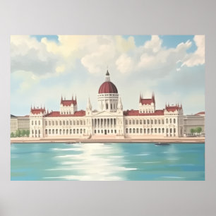 Affiche Bâtiment du Parlement Budapest Hongrie