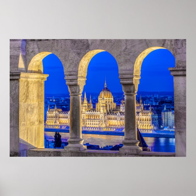 Affiche Bâtiment du Parlement hongrois au crépuscule (Devant)