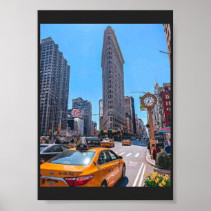 Affiche Bâtiment emblématique Flatiron New York Taxi Jaune