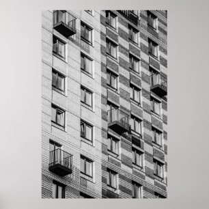 AFFICHE BÂTIMENT EN BÉTON BLANC ET NOIR