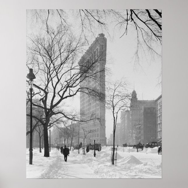 Affiche Bâtiment Flatiron en hiver, 1905. Photo vintage (Devant)