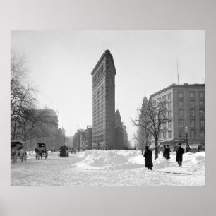 Affiche Bâtiment Flatiron, scène hivernale, 1905. Vintage