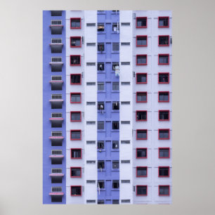 Affiche Bâtiment haut bleu et blanc