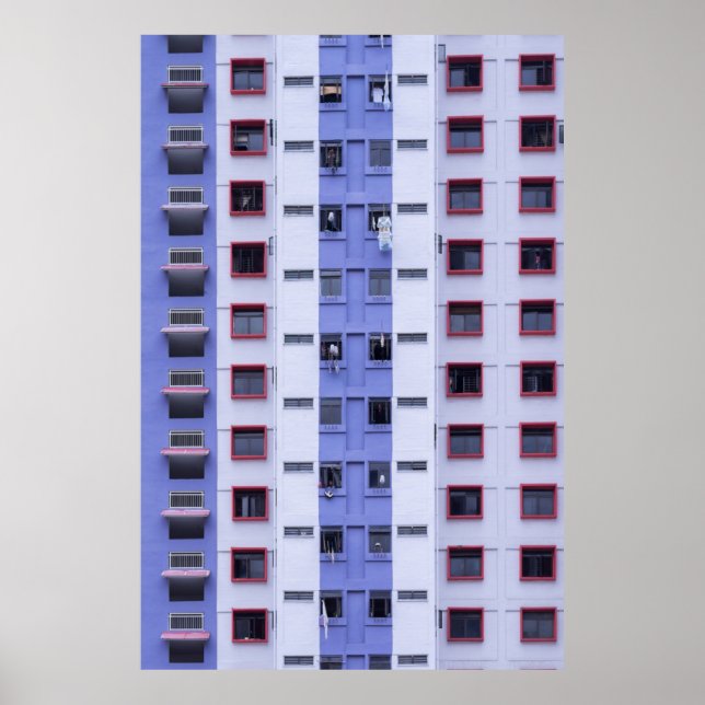 Affiche Bâtiment haut bleu et blanc (Devant)