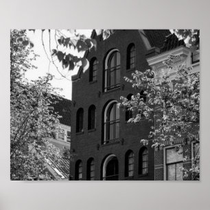 Affiche Bâtiment historique noir et blanc à Amsterdam