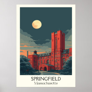 Affiche Bâtiment historique Vintage de Springfield MA