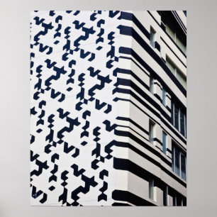 Affiche Bâtiment moderne noir et blanc à Hong Kong