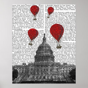 Affiche Bâtiment US Capitol et Ballons Red Hot Air