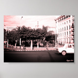 Affiche Bâtiment voitures vintage Algérie Alger