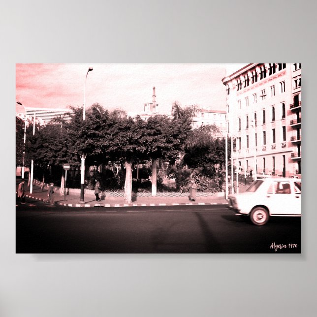 Affiche Bâtiment voitures vintage Algérie Alger (Devant)