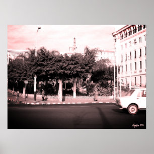 Affiche Bâtiment voitures vintage Algérie Alger