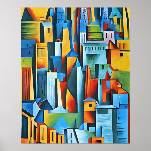 Affiche Bâtiments Cityscape Abstraits Gratte-ciel Art (Devant)